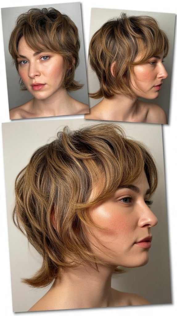 Choppy Collarbone Cut with Curtain Fringe