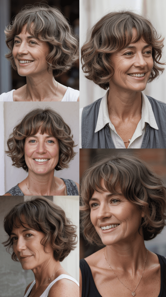 Wavy Layered Bob with Curtain Bangs
