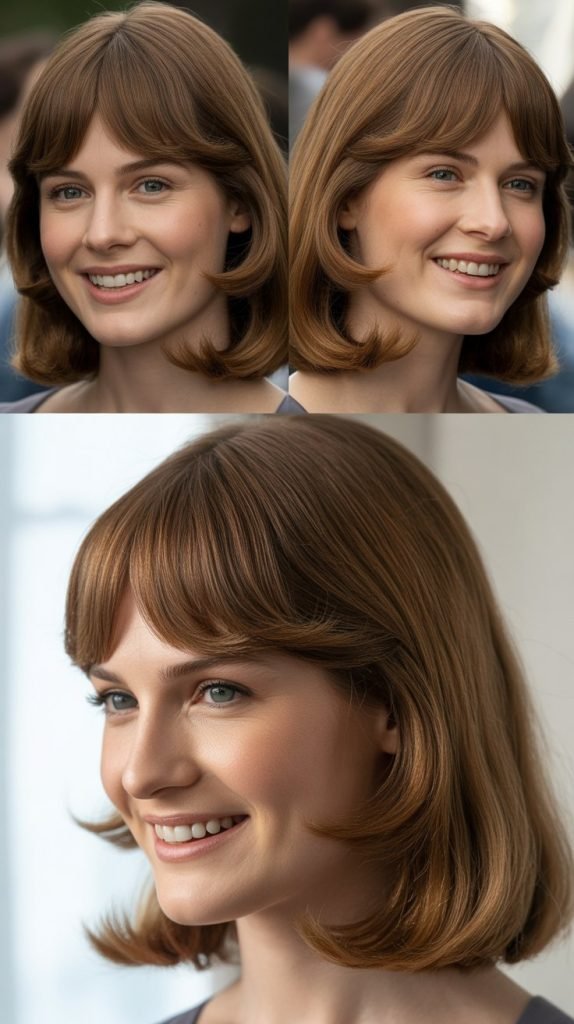 Classic Elegance with Traditional Curtain Bangs