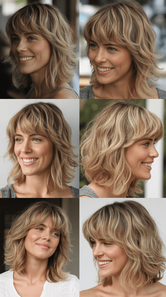 Textured Fringe with Medium Tousled Hair