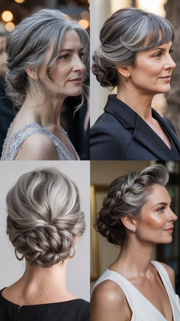 Soft Updo with Gray Texture
