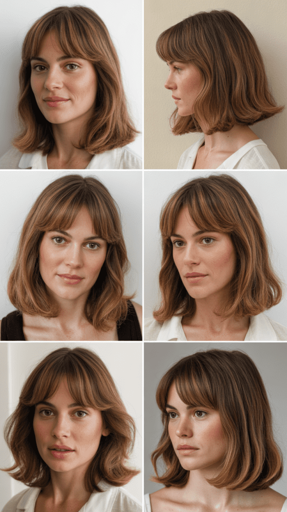  Curtain Bangs with Shoulder-Length Layers