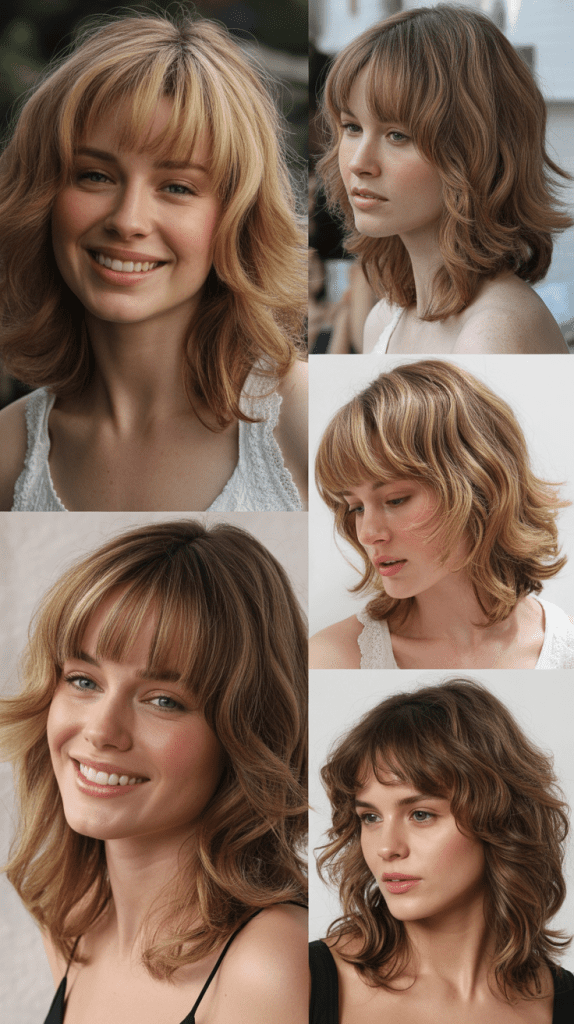 Asymmetrical Bangs With Layered Waves