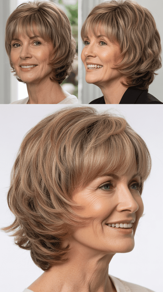 Voluminous Layered Bob with Choppy Bangs