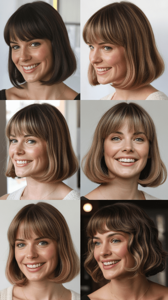 Curtain Bangs with Shoulder-Length Bob