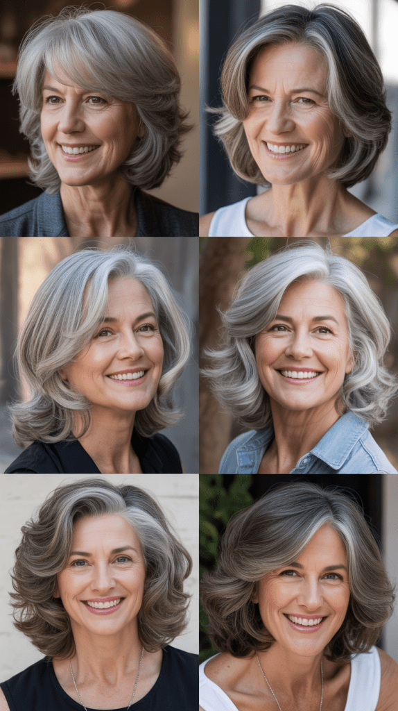 Shoulder-Length Gray Layers