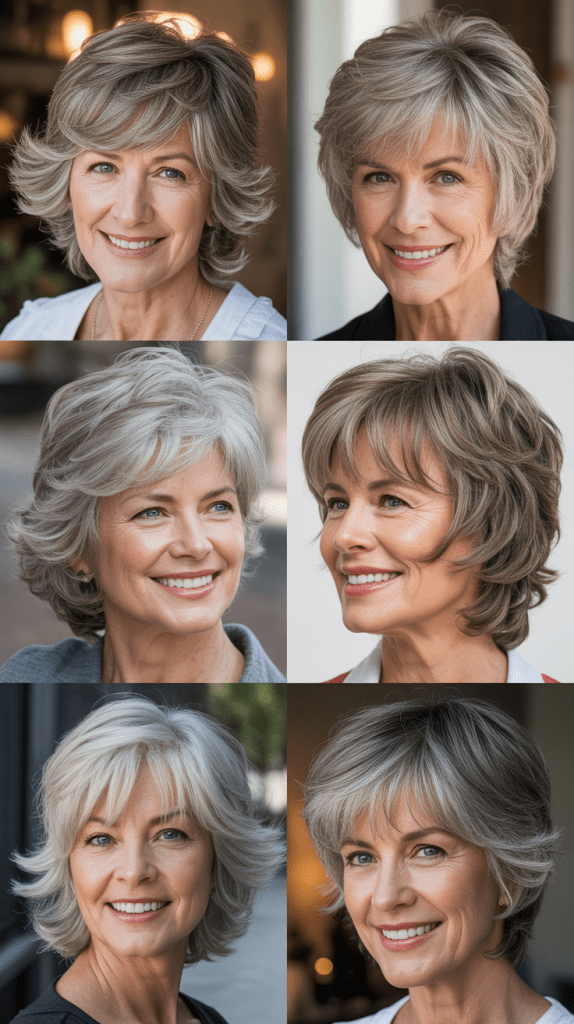 Layered Gray Shag with Bangs