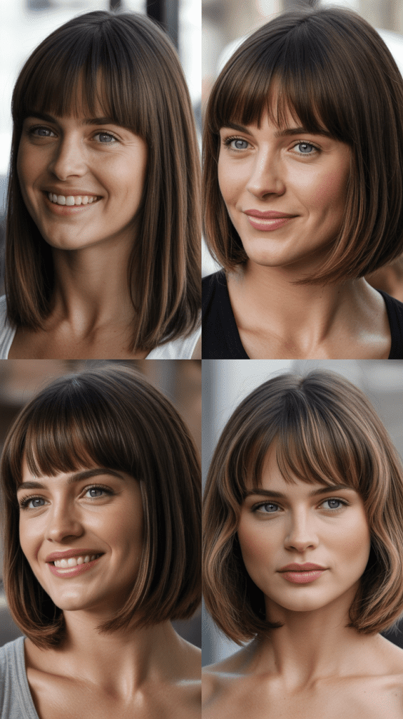Choppy Curtain Bangs with Textured Lob