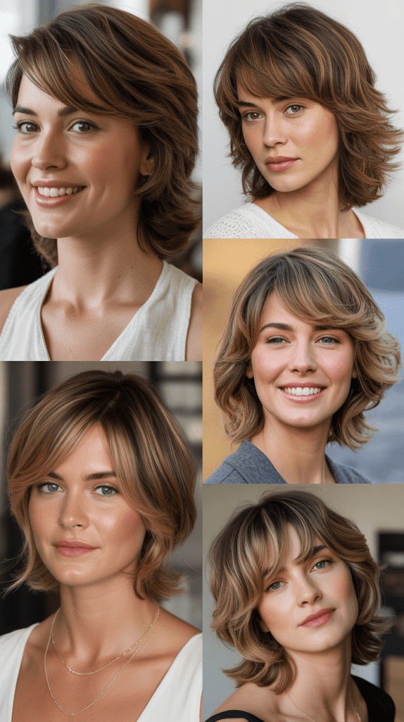 Elegant Shag With Sophisticated Side Bangs
