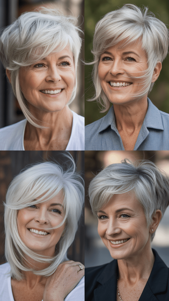 Silver Pixie with Long Bangs