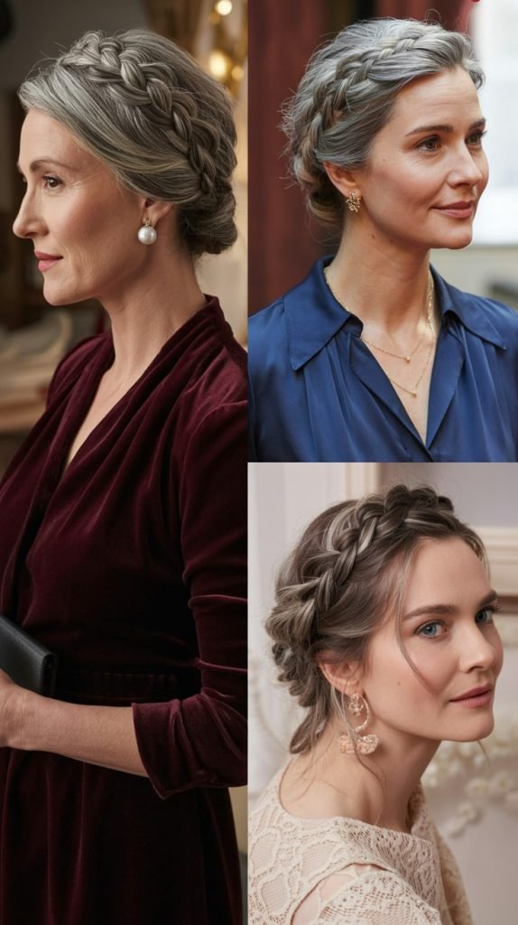 Braided Crown with Gray Accents