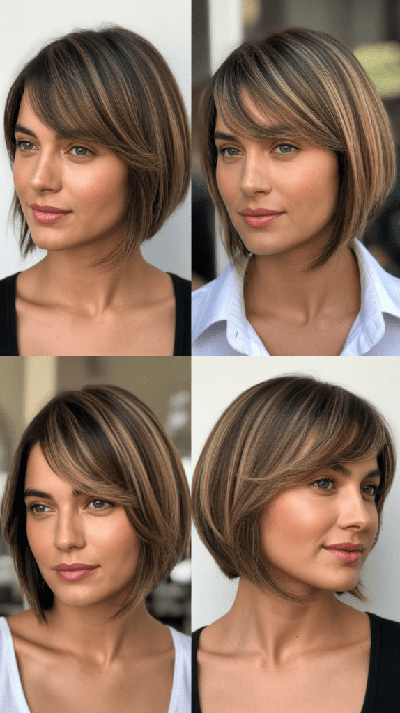 Angled Bangs with Inverted Bob