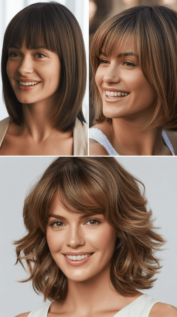 Blunt Cut with Internal Layers and Straight-Across Bangs