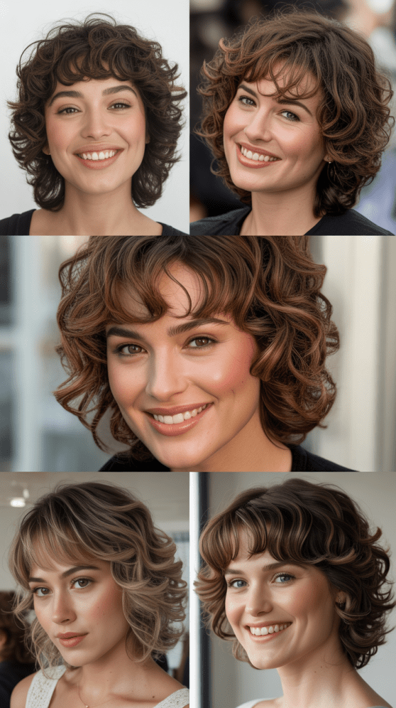 Wispy Bangs with Medium Curly Shag