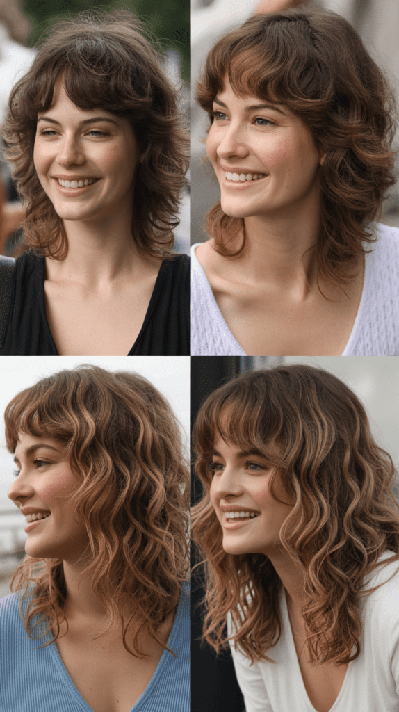 Choppy Curtain Bangs With Beachy Waves