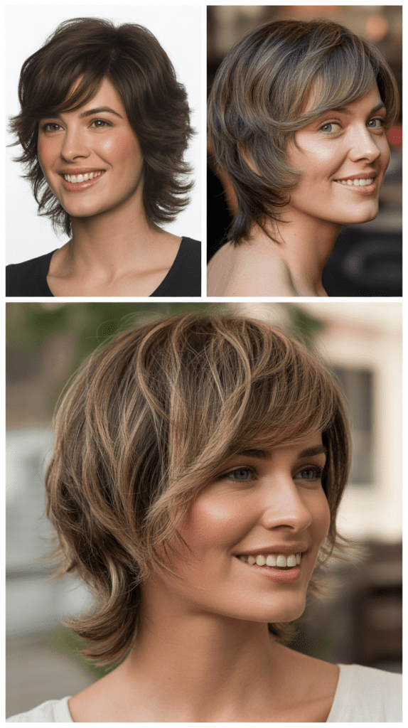 Asymmetrical Shag With Side-Angled Bangs