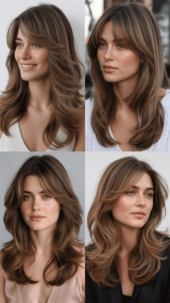 Blunt Long Layers With Soft Curtain Bangs