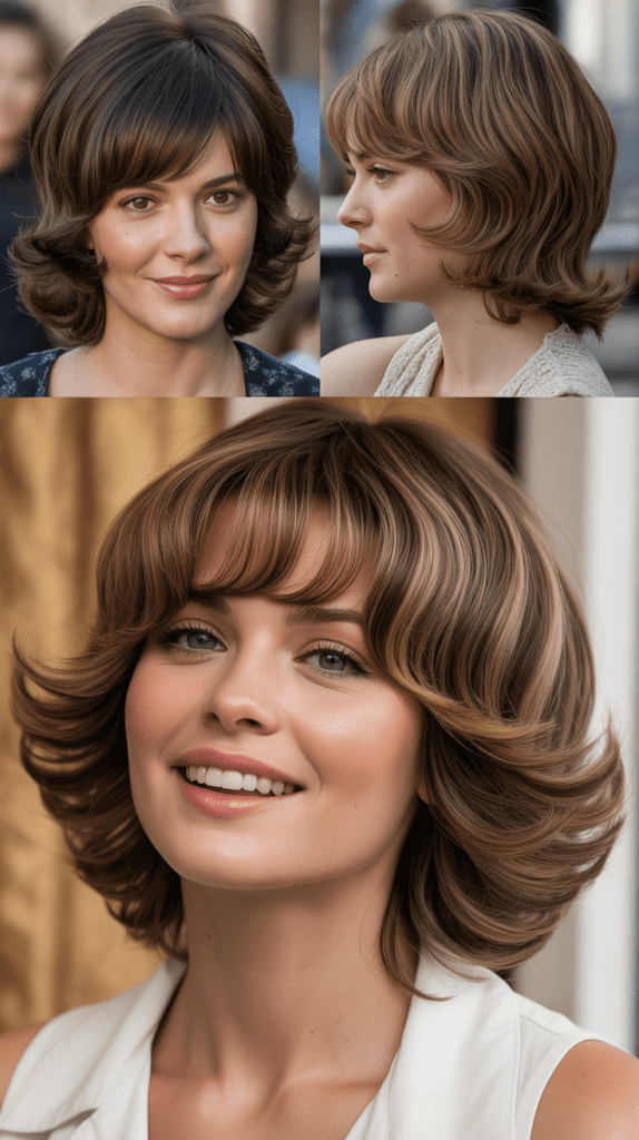 Retro Feathered Shag With Center-Parted Bangs
