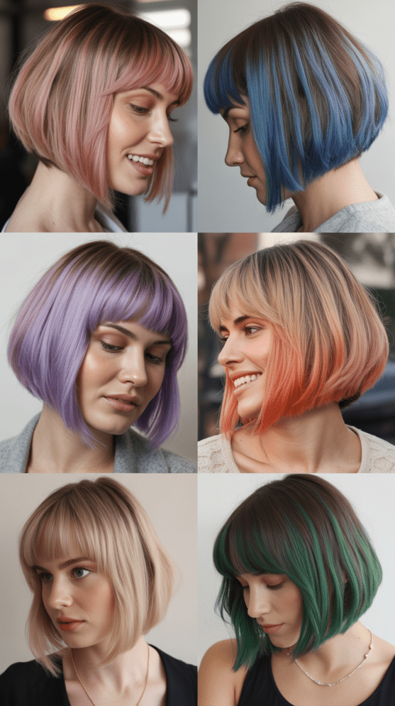 Blunt Bob with Colored Tips