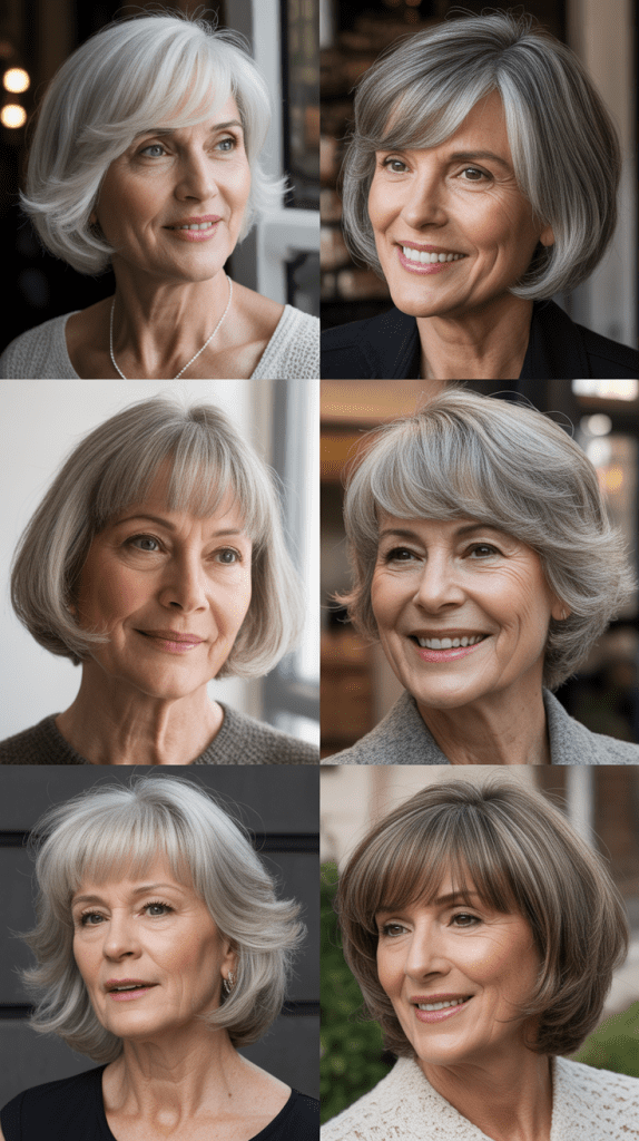 Layered Bob with Bangs: Youthful Framing