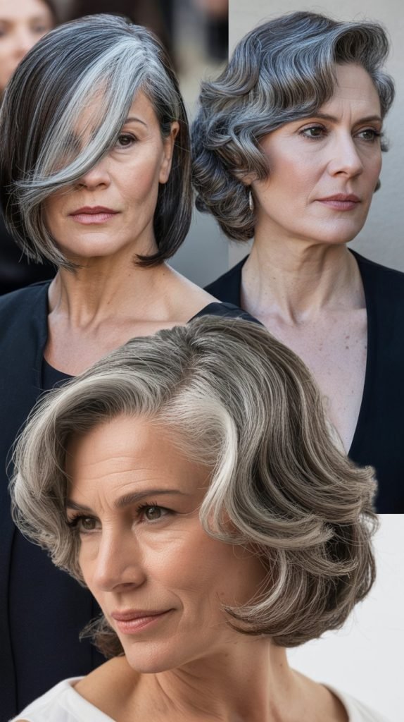 Deep Side Part with Gray Sweep