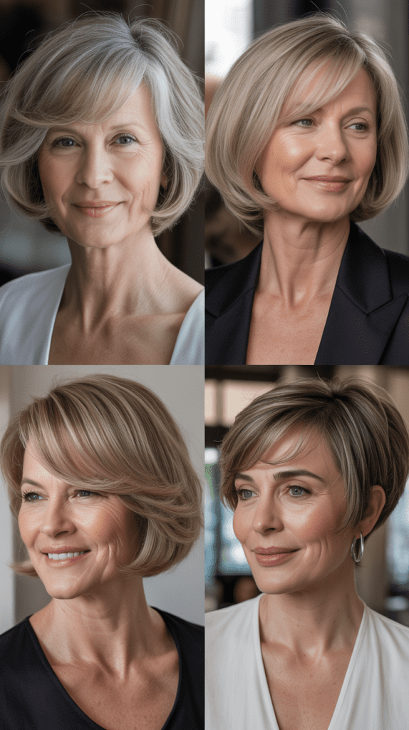 Soft Rounded Bob with Bangs