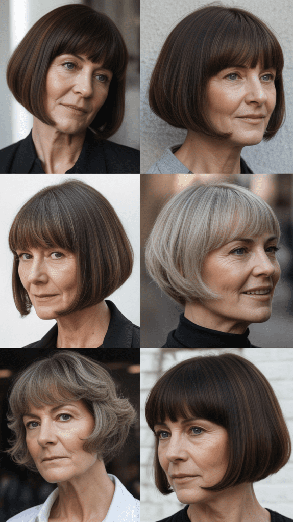  Precision Layered Bob with Straight-Across Bangs