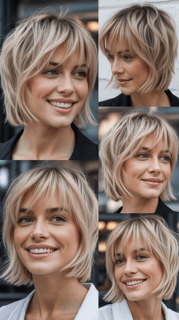 Choppy Lob with Wispy Side Bangs