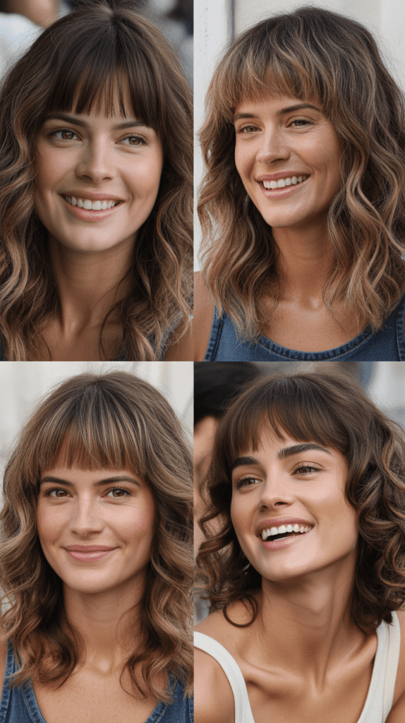 Blunt Bangs With Beachy Waves