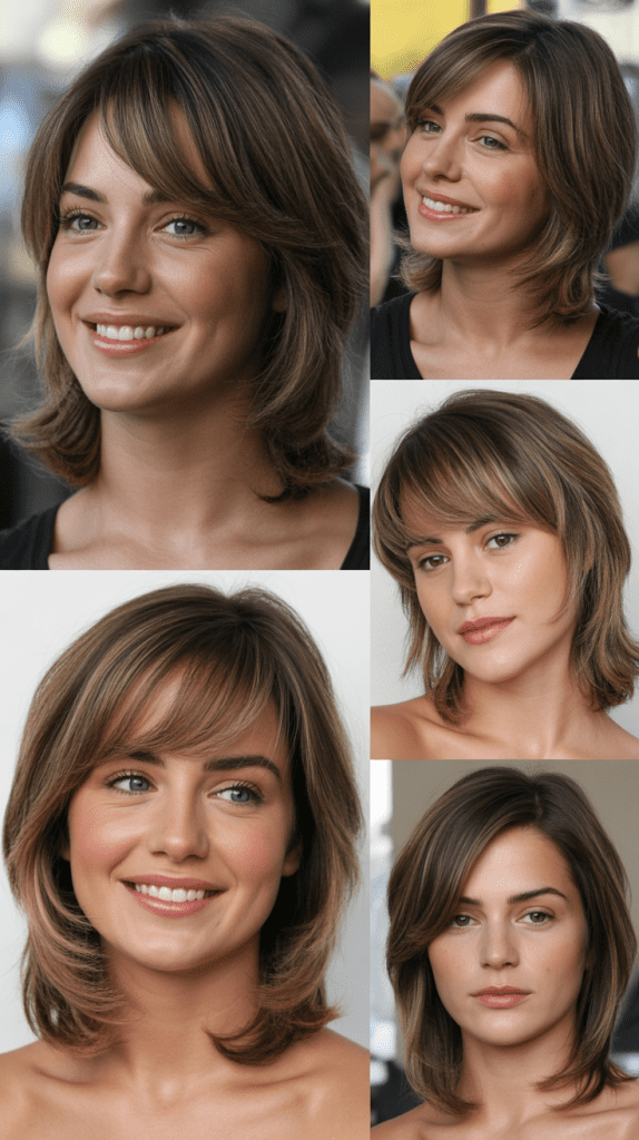 Side-Parted Bangs with Medium Layers