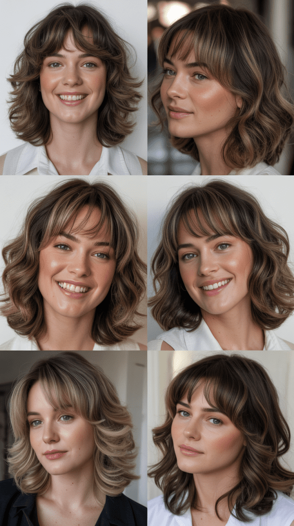 Graduated Bangs with Medium Textured Waves