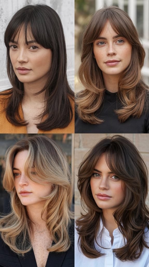  Long Layers with Micro Bangs