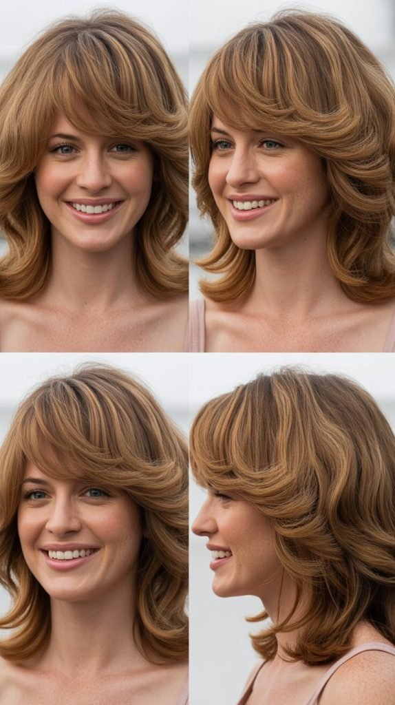 Bouncy Volume with Lifted Curtain Bangs