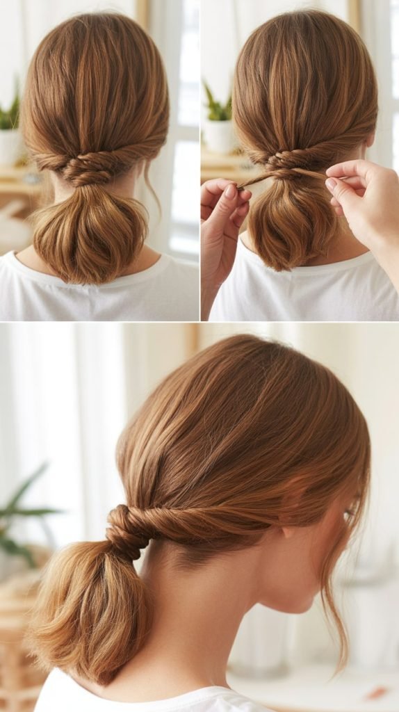 High Ponytail with Twist Wrap