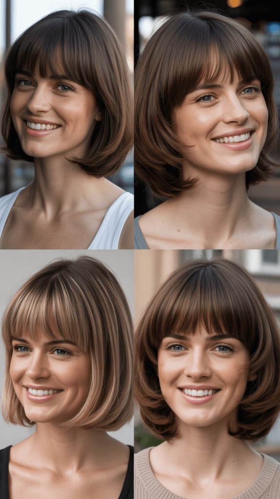 Rounded Lob With Full Bangs
