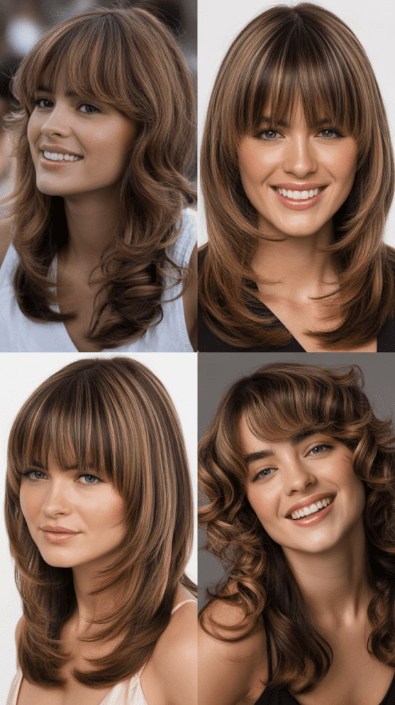 Heavy Bangs With Graduated Long Layers