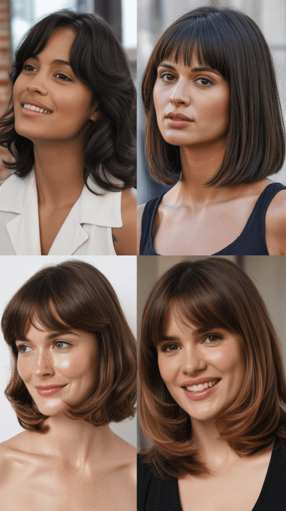 Classic Curtain Bangs With Layered Lob