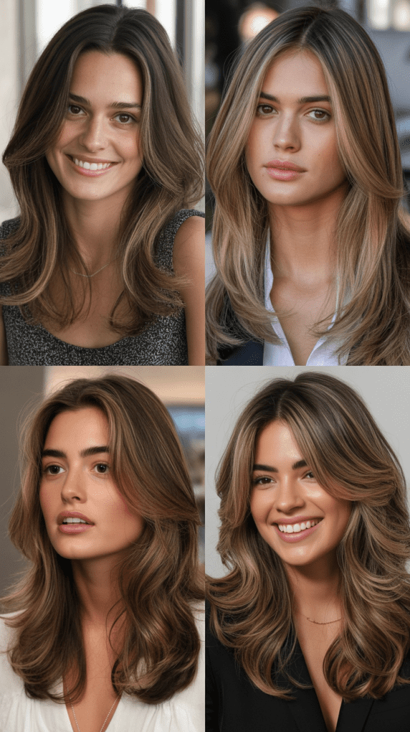 Layered Hair with Middle Part