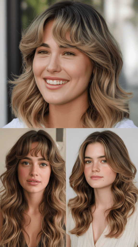 Curtain Bangs with Beach Waves