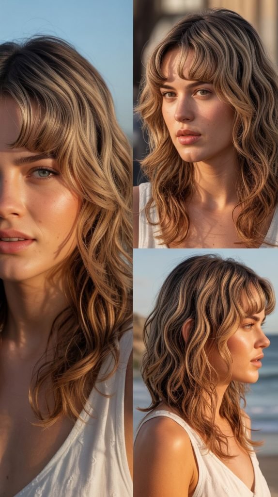  Beachy Waves with Curtain Bangs