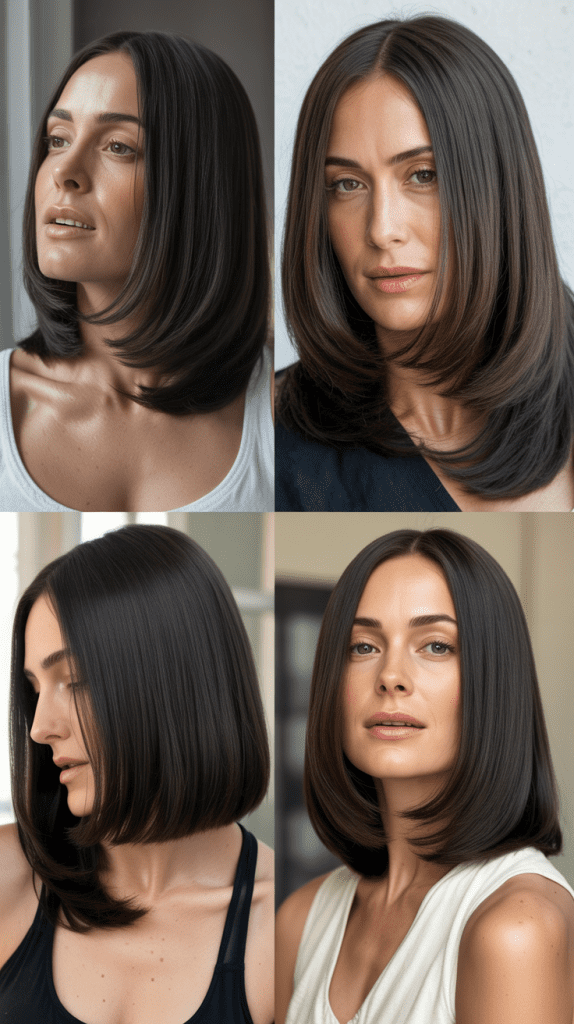 Sleek One-Length with Middle Part