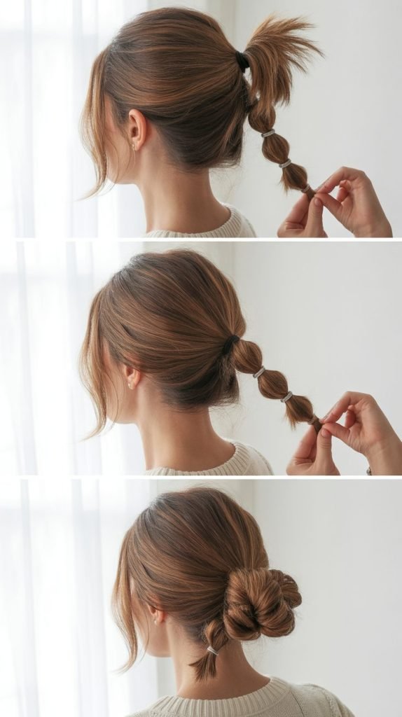 . The Bubble Ponytail Bun