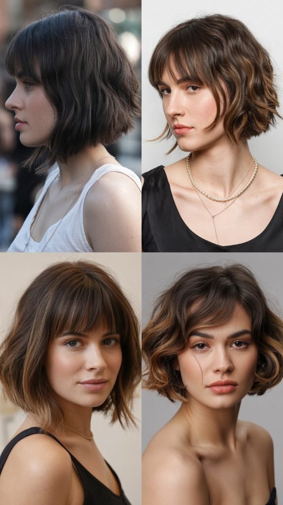 Arched Bangs with Collarbone-Length Waves