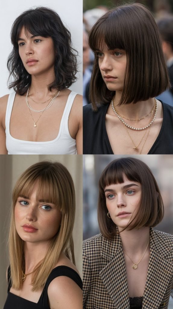 Full Blunt Bangs with Straight Medium Cut