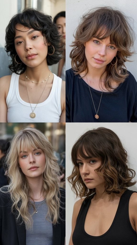 Graduated Bangs with Textured Midi Length