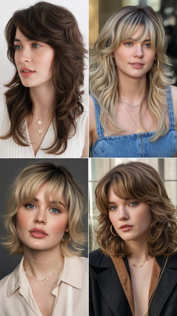 Heavy Side-Swept Bangs with Voluminous Layers