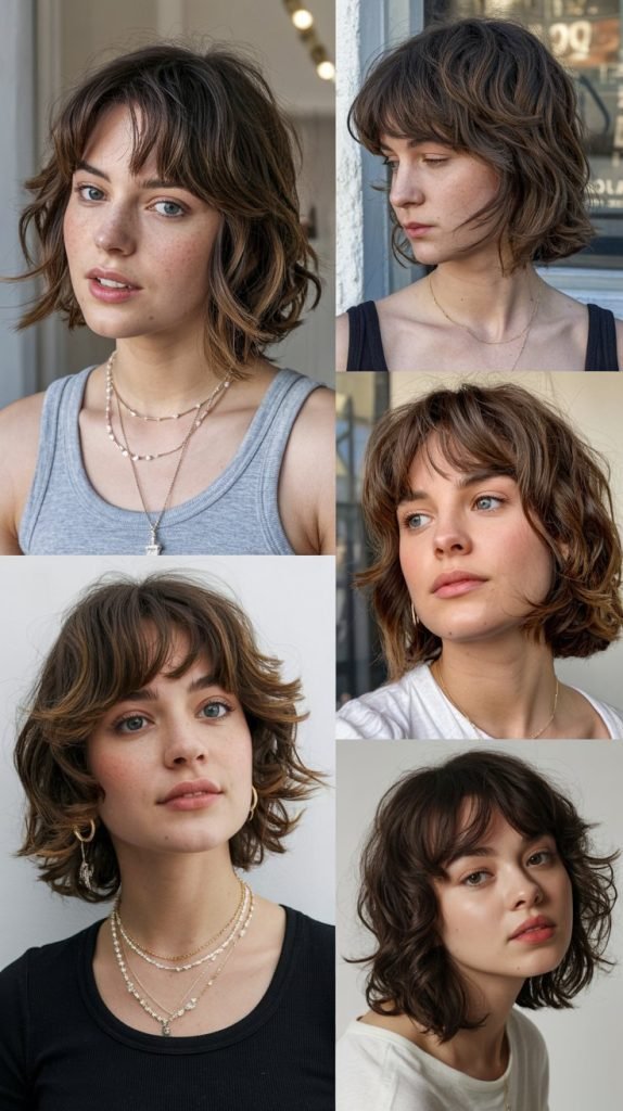  Piece-y Curtain Bangs with Tousled Lob
