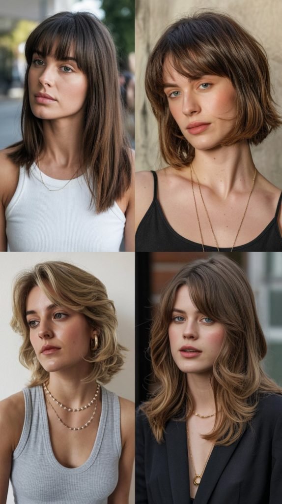 Soft Blunt Bangs with Smooth Medium Layers