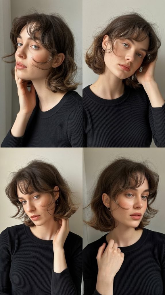 Medium Hair With Baby Wispy Bangs