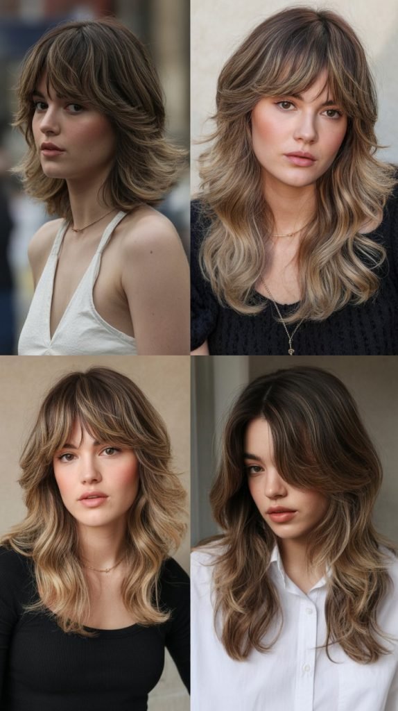 Wispy Curtain Bangs With Dimensional Layers